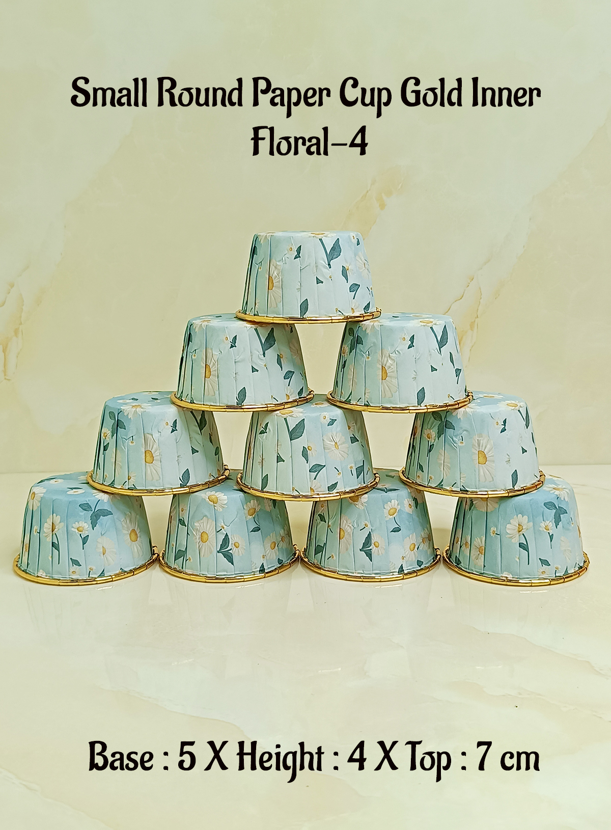Round Direct Bake-able Paper Cups Floral Designs - Floral 4