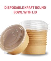 Disposable Kraft Round Bowl with lid