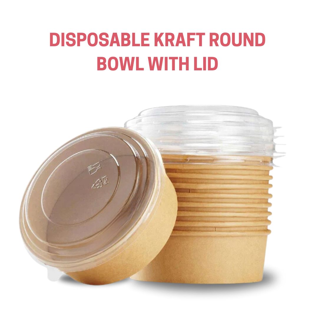 Disposable Kraft Round Bowl with lid
