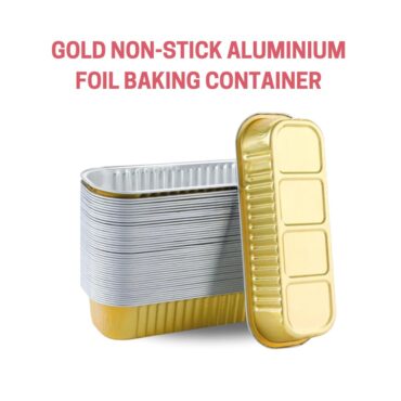 CAKE DECOR™ Rectangle Aluminum Tin Foil Bake & Serve Cup with Lid