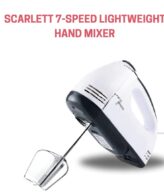 SCARLETT 7-Speed Lightweight Hand Mixer With Chrome Beater + Dough Hook