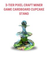 CAKE DECOR™ 3-Tier Pixel Craft Miner Game Cardboard Cupcake Stand