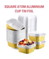CAKE DECOR™ Gold Square Atom Aluminum Bake Cup With Lid
