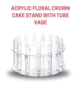 CAKE DECOR™ 10 inch Acrylic Floral Crown Cake Stand With Tube Vase