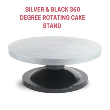 CAKE DECOR™ Silver and Black 360 Degree Rotating Cake Stand & Turntable