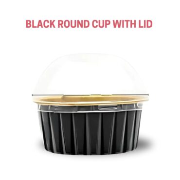 CAKE DECOR™ Aluminum Black Round Baking Cups with Dome Lid