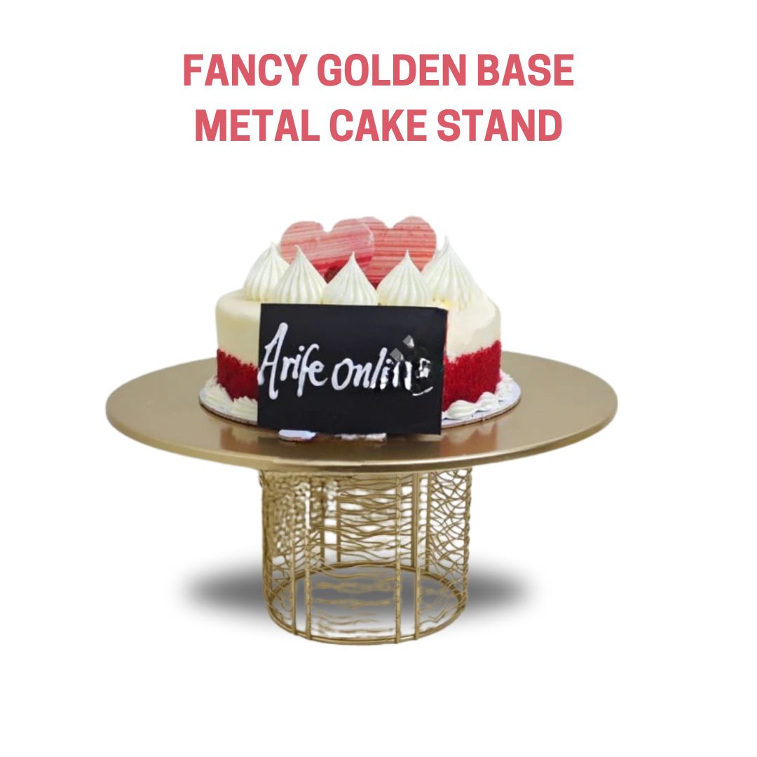 CAKE DECOR™ Fancy Golden Base Metal Cake Stand