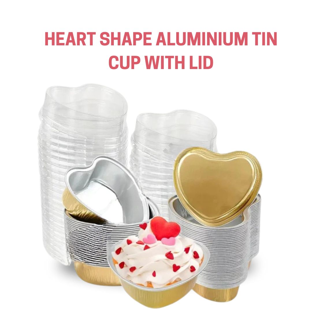 CAKE DECOR™ Heart Shape Aluminum Bake Cup with Lid