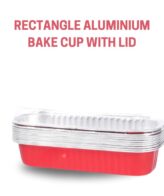 CAKE DECOR™ Red Rectangle Aluminum Tin Foil Bake & Serve Cup with Lid