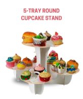 CAKE DECOR™ 5-Tray Round Cardboard Metallic Design Cupcake Stand