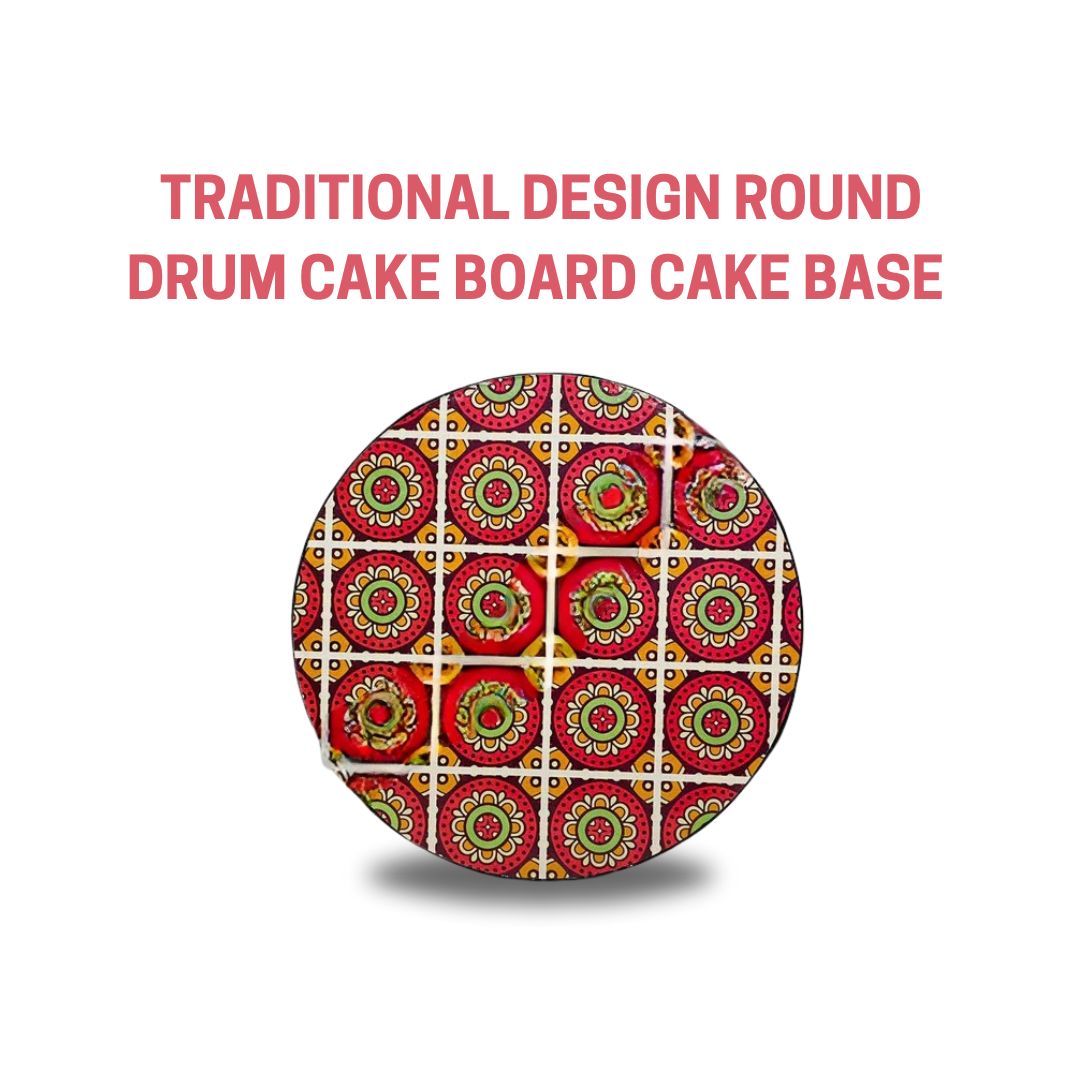 CAKE DECOR™ Traditional Design Round Drum Cake Board Cake Base Design 1