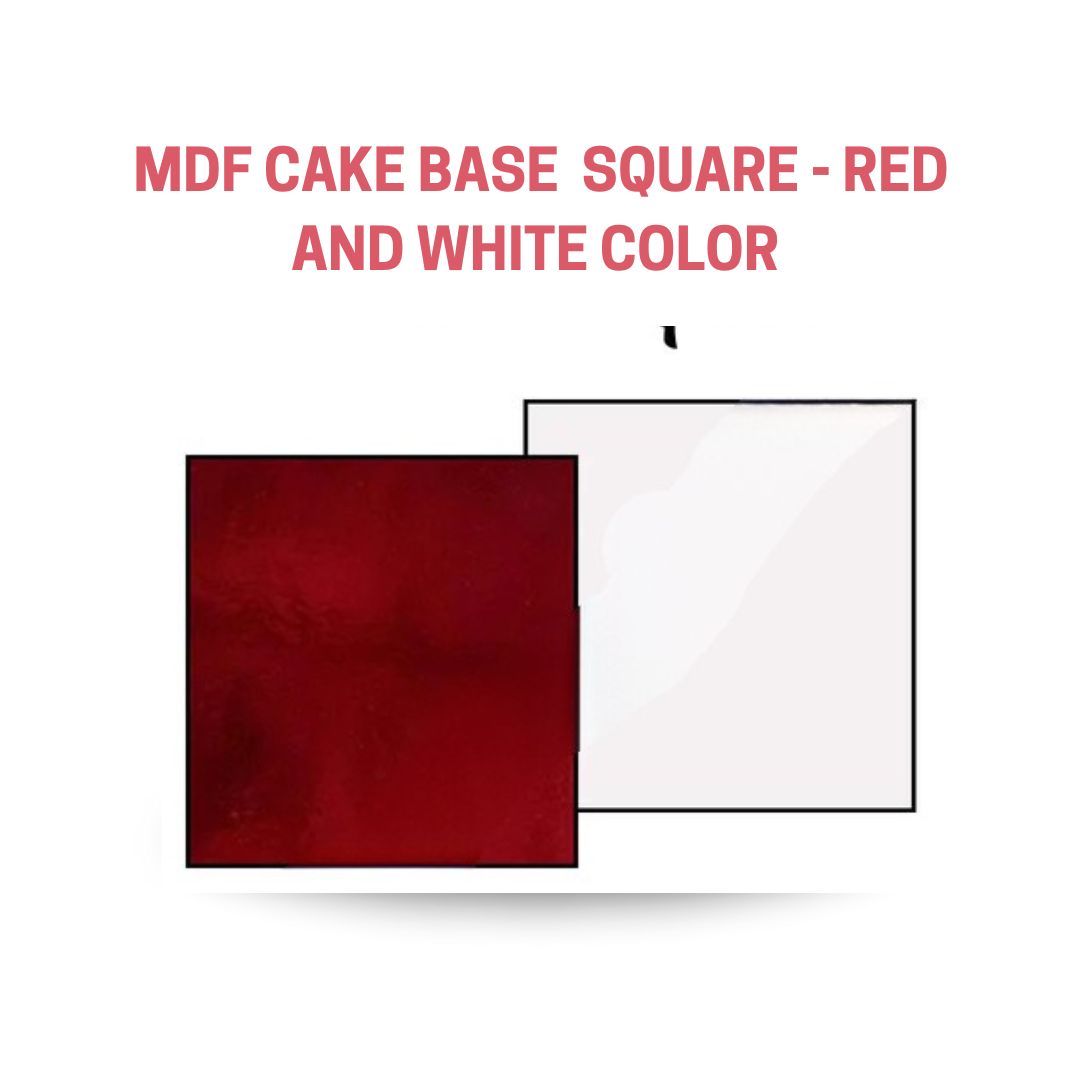 CAKE DECOR™ MDF Cake Base Square Red and White Color