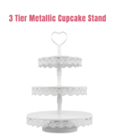 Premium 3 Tier Round Metal Cupcake Stand | Serving & Display Stand