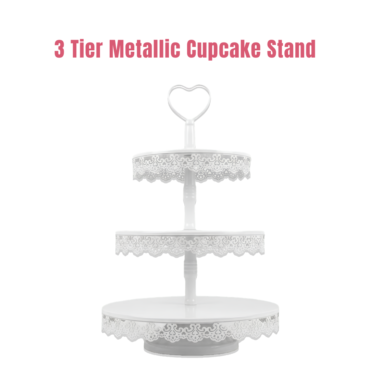 Premium 3 Tier Round Metal Cupcake Stand | Serving & Display Stand