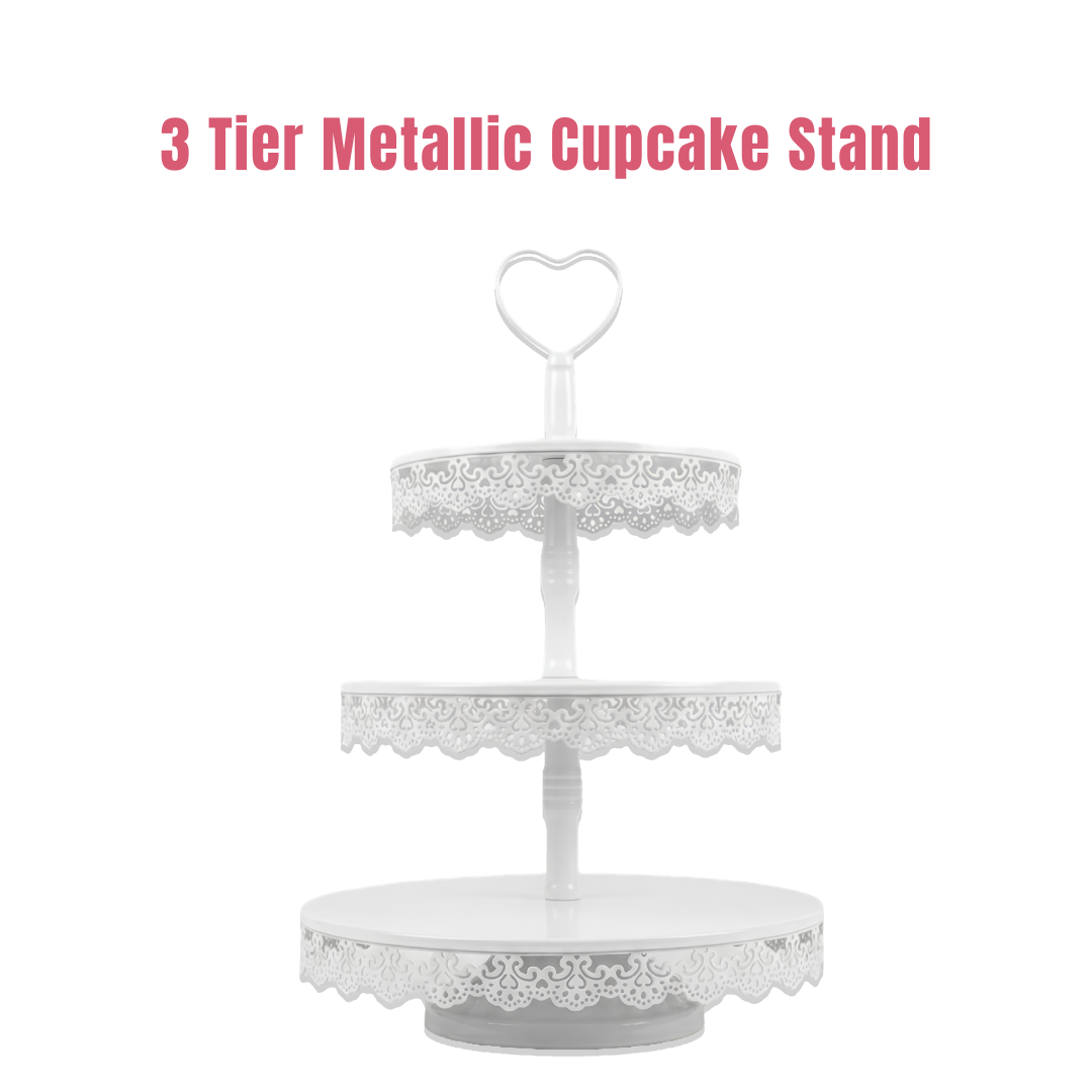 Premium 3 Tier Round Metal Cupcake Stand | Serving & Display Stand