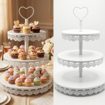 Premium 3 Tier Round Metal Cupcake Stand | Serving & Display Stand