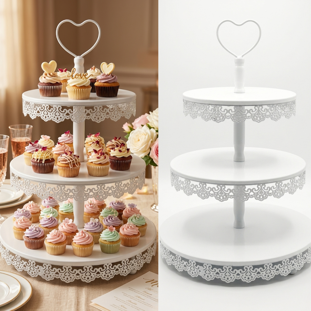 Premium 3 Tier Round Metal Cupcake Stand | Serving & Display Stand