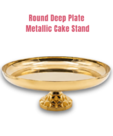 Modern Golden Deep Round Plate Metallic Cake Stand – Small | Display Stand For Weddings, Birthday & Parties