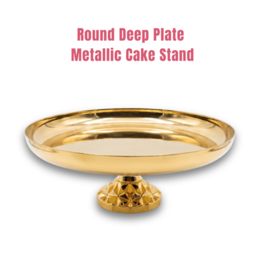Modern Golden Deep Round Plate Metallic Cake Stand – Small | Display Stand For Weddings, Birthday & Parties