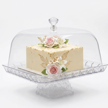 CAKE DECOR™ 1 Pcs Big Square Acrylic Display Transparent Cake Stand (SBCS-2345-3)