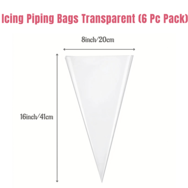 Icing Piping Bags Transparent (6 Pcs) | Cake Decorating Disposable Bags (SBPB-640-24) - CAKE DECOR™