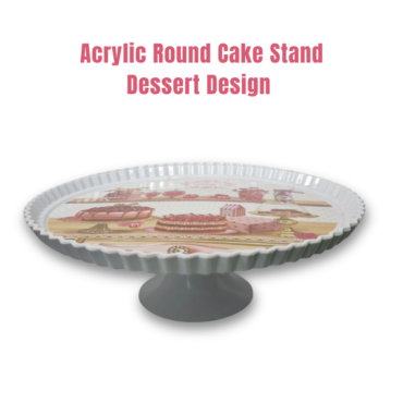 CAKE DECOR™ 1 Pcs Round Acrylic Dessert Print Cake Stand (SBCS-750138-D-2)