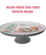 CAKE DECOR™ 1 Pcs Round Acrylic Butterfly Print Cake Stand (SBCS-750138-D-3)
