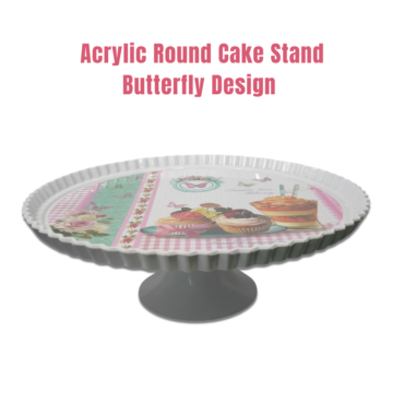 CAKE DECOR™ 1 Pcs Round Acrylic Butterfly Print Cake Stand (SBCS-750138-D-3)
