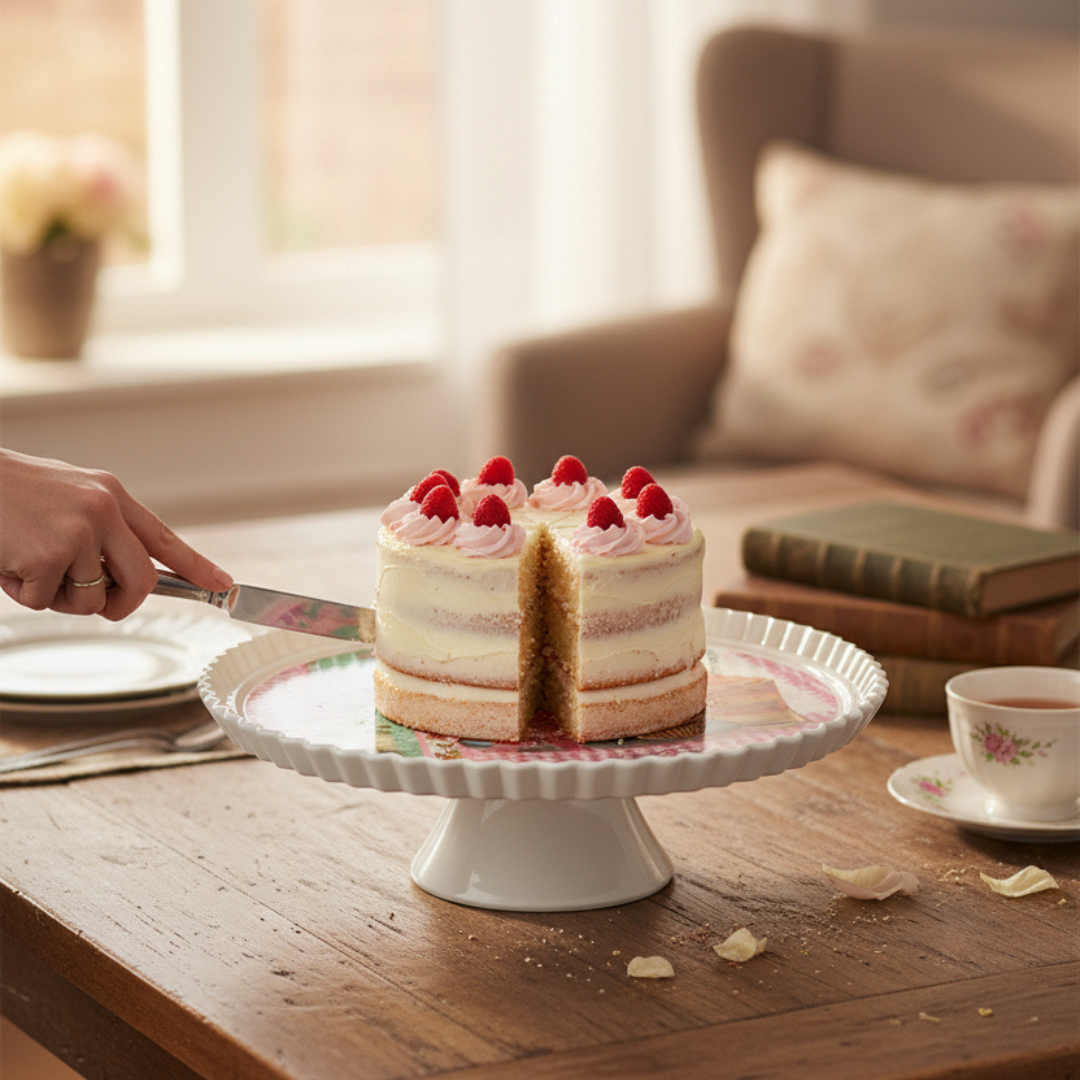 CAKE DECOR™ 1 Pcs Round Acrylic Butterfly Print Cake Stand (SBCS-750138-D-3)