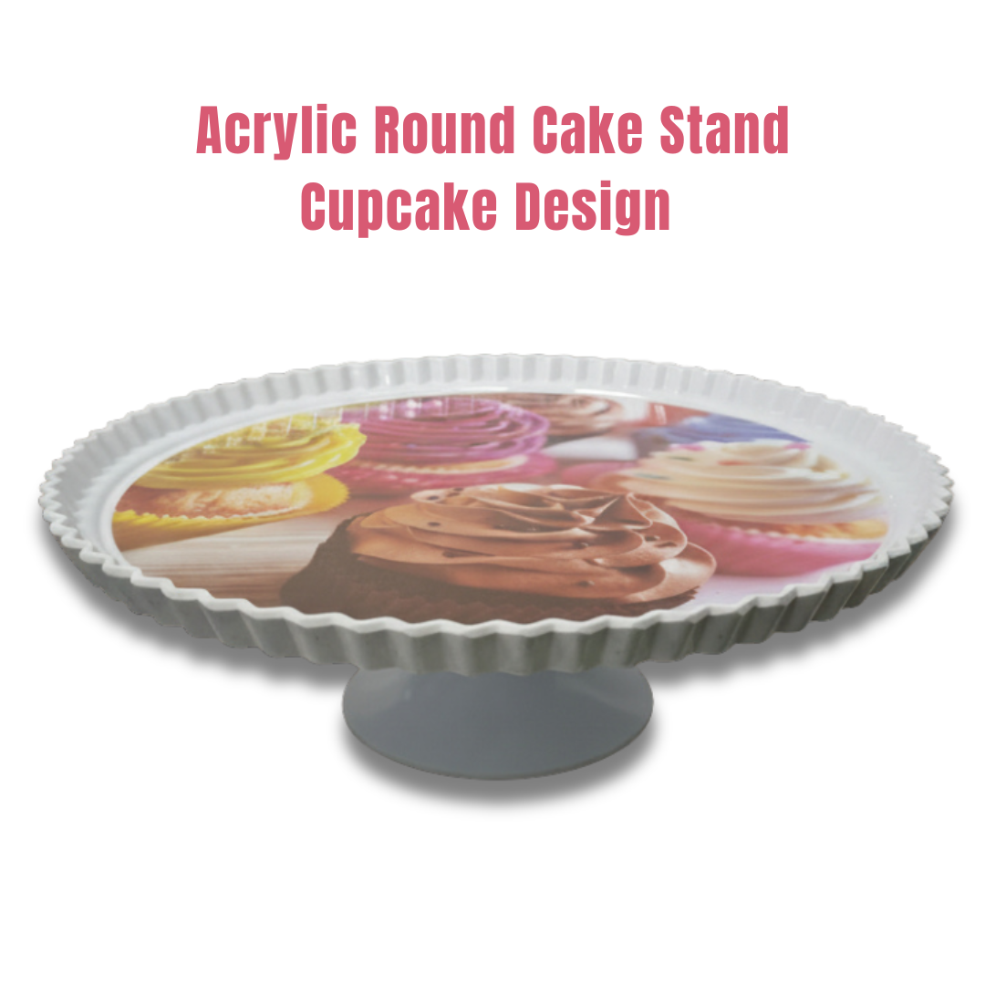 CAKE DECOR™ 1 Pcs Round Acrylic Cupcake Print Cake Stand (SBCS-750138-D-4)