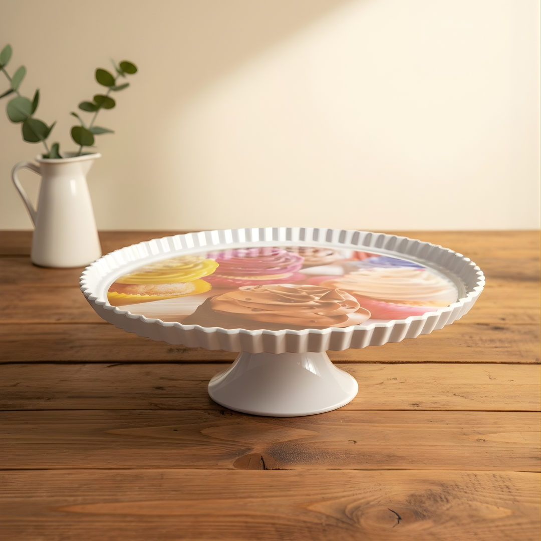 CAKE DECOR™ 1 Pcs Round Acrylic Cupcake Print Cake Stand (SBCS-750138-D-4)