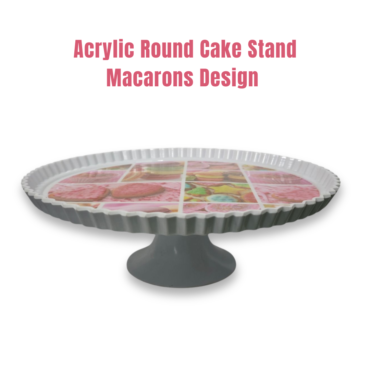 CAKE DECOR™ 1 Pcs Round Acrylic Macarons Print Cake Stand (SBCS-750138-D-5)