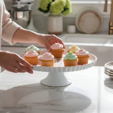 CAKE DECOR™ 1 Pcs Round Acrylic Macarons Print Cake Stand (SBCS-750138-D-5)
