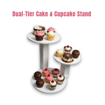 CAKE DECOR™ Dual-Tier Offset Cake & Cupcake Display Stand Set | 1 Piece Pack |