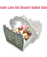 CAKE DECOR™ Ornate Lace-Cut Dessert Basket Stand Set | 1 Piece Pack |