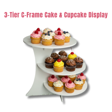 CAKE DECOR™ 3-Tier Offset C-Frame Cake & Cupcake Display Stand Set | 1 Piece Pack |