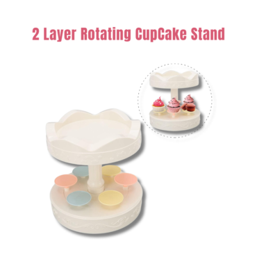 CAKE DECOR™ 2 Layer Rotating Cup Cake And Mini Cake Stand