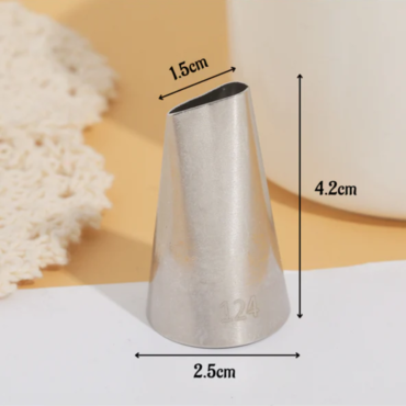 CAKE DECOR™ Medium Nozzle - No 124 Petal Cream Rose Flower Piping Nozzle | 1 Pc | (SBNO-M-124)