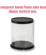 -35%New Transparent Round Pinata Cake Box With Black Base Lid (14x14x14 Inch) | Pull Me Up Cake Box | Hamper Gift Box | Clear Packaging For Tall Cakes (SBBXT-505-17) - CAKE DECOR™