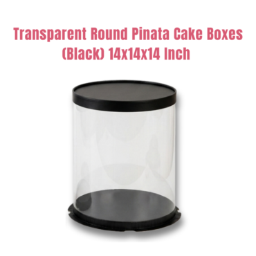 -35%New Transparent Round Pinata Cake Box With Black Base Lid (14x14x14 Inch) | Pull Me Up Cake Box | Hamper Gift Box | Clear Packaging For Tall Cakes (SBBXT-505-17) - CAKE DECOR™