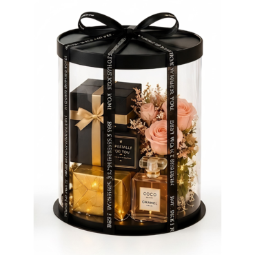 -35%New Transparent Round Pinata Cake Box With Black Base Lid (14x14x14 Inch) | Pull Me Up Cake Box | Hamper Gift Box | Clear Packaging For Tall Cakes (SBBXT-505-17) - CAKE DECOR™