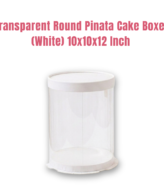 Transparent Round Pinata Cake Box With White Base Lid (10x10x12 Inch) | Pull Me Up Cake Box | Hamper Gift Box | Clear Packaging For Tall Cakes (SBBXT-505-10) - CAKE DECOR™