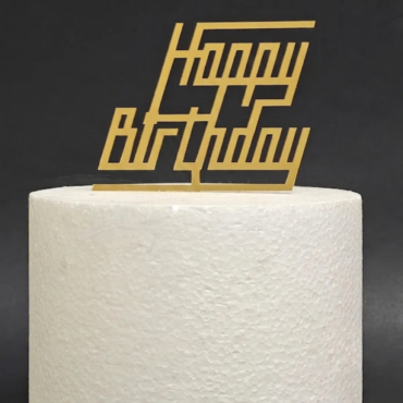 -27% Gold Acrylic Finishing Cake Topper Happy Birthday Cake Topper - Cake Decor