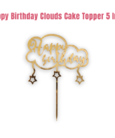 Gold Acrylic Finishing Cake Topper Happy Birthday With Clouds and Stars Cake Topper - Cake Decor