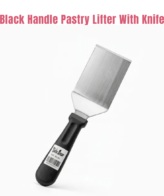 CAKE DECOR™ 1 Piece Stainless Steel Black Handle Pastry Lifter With Knife | Cake Serving Tool | SBAC-RJ41