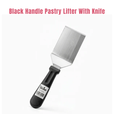 CAKE DECOR™ 1 Piece Stainless Steel Black Handle Pastry Lifter With Knife | Cake Serving Tool | SBAC-RJ41
