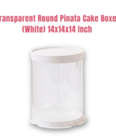 Transparent Round Pinata Cake Box With White Base Lid (14x14x14 Inch) | Pull Me Up Cake Box | Hamper Gift Box | Clear Packaging For Tall Cakes (SBBXT-505-16) - CAKE DECOR™