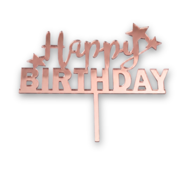-27% 5 inch Rose Gold Acrylic Happy Birthday With 3 Star Design Cut-Out Cake Topper Cake Decoration Dessert Decoration - CAKE DECOR™