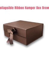 CAKE DECOR™ Chocolate Brown Color Folding Hard Hamper Box with ribbon | 8X10X4 Inch | Gift Box | Present Box - 1 Pc | (SBBX-HFFB-D-Brown)
