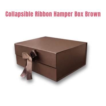 CAKE DECOR™ Chocolate Brown Color Folding Hard Hamper Box with ribbon | 8X10X4 Inch | Gift Box | Present Box - 1 Pc | (SBBX-HFFB-D-Brown)